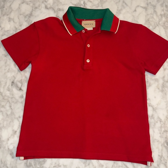Gucci Other - GUCCI BOYS POLO “GUCCI LOGO” COLLAR SHIRT 36M